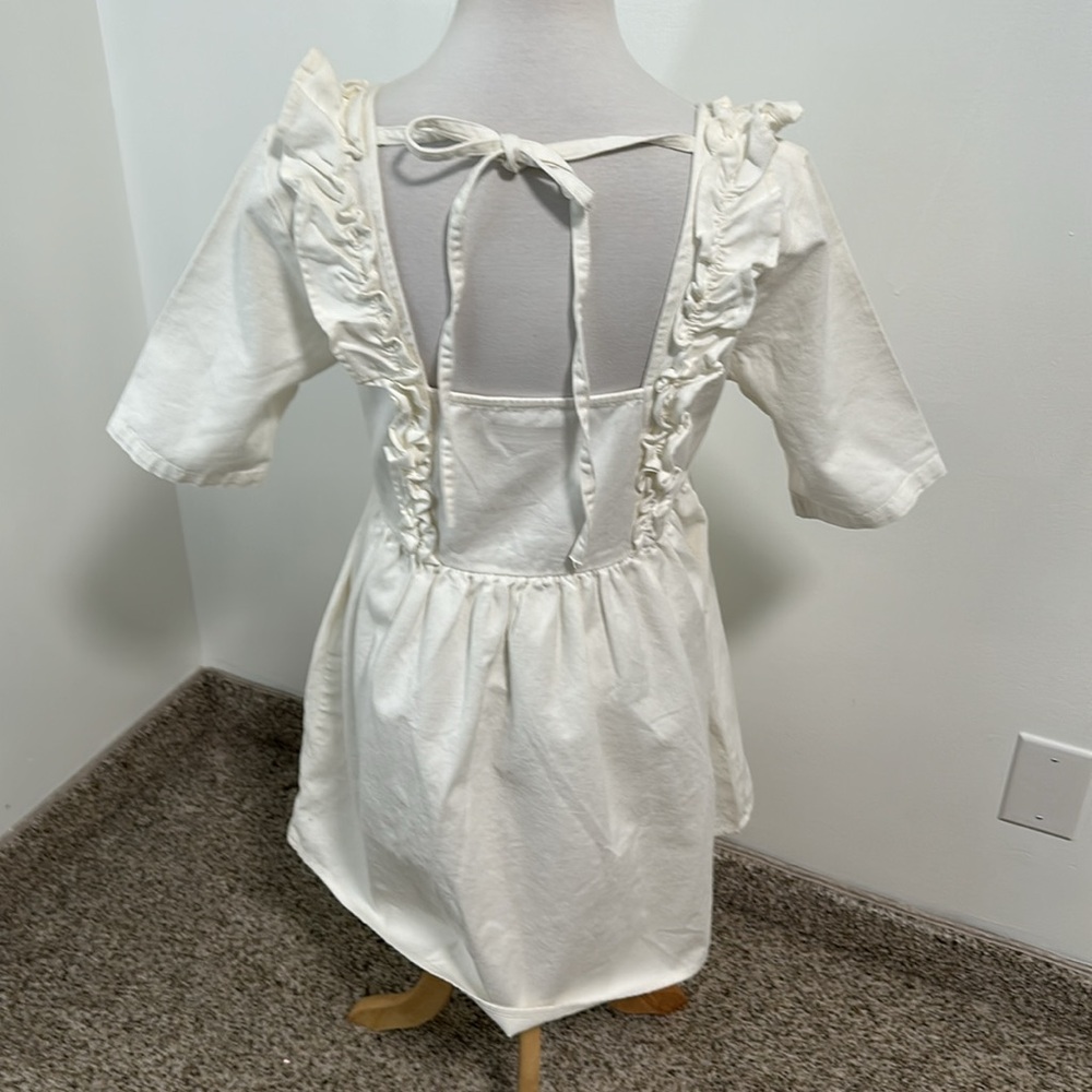 ASOS White Ruffle Detail Mini Dress - Picture 3 of 4